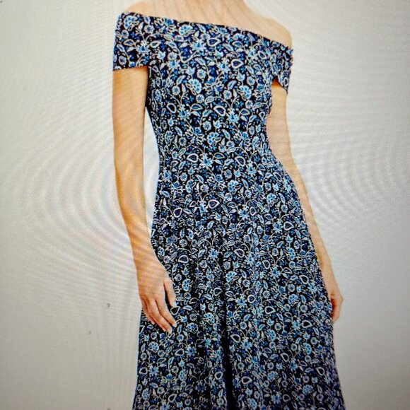 LOFT Dresses & Skirts - An new off-the-shoulder fit-and-flare maxi dress covered in a rich floral print
